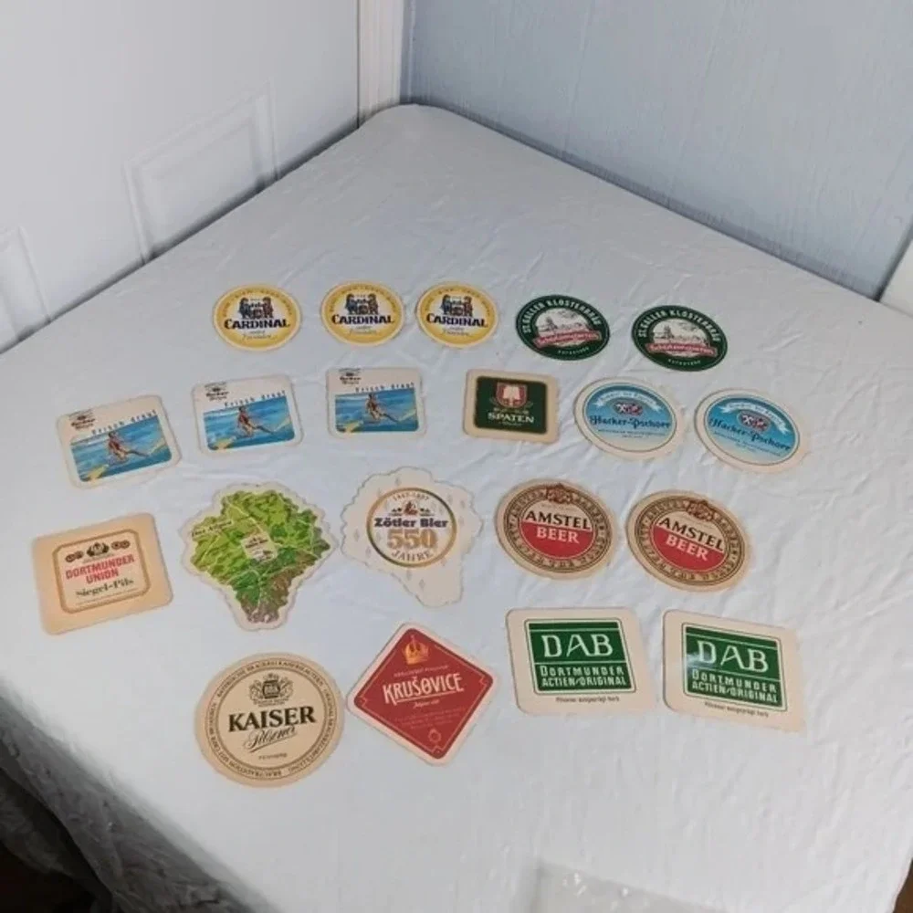 VTG International Beer Coaster Lot‎ of 20 - Amstel DAB Cardinal Beer Bar Decor